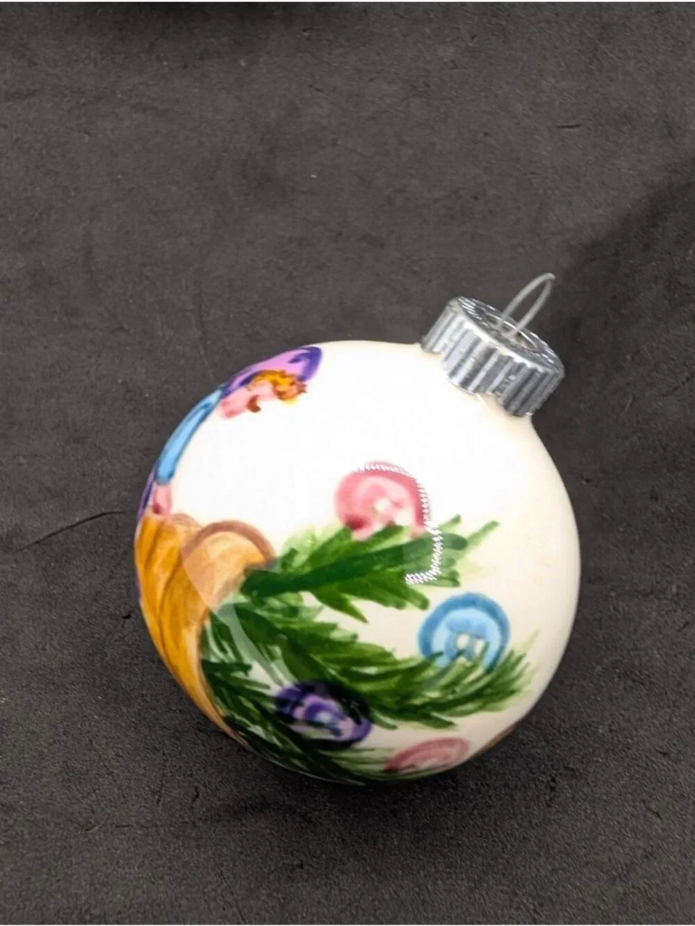 Shiny Brite USA 1981 Suzi Long Ceramic Christmas Ornament Handpainted 2”